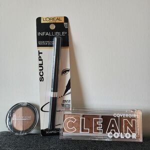 Eyeshadow Pallette, Liquid Liner, Bronzer And Highlighter